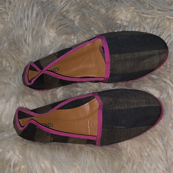 Fendi Pequin Striped Canvas Espadrille Flat, Pink - Picture 3 of 8